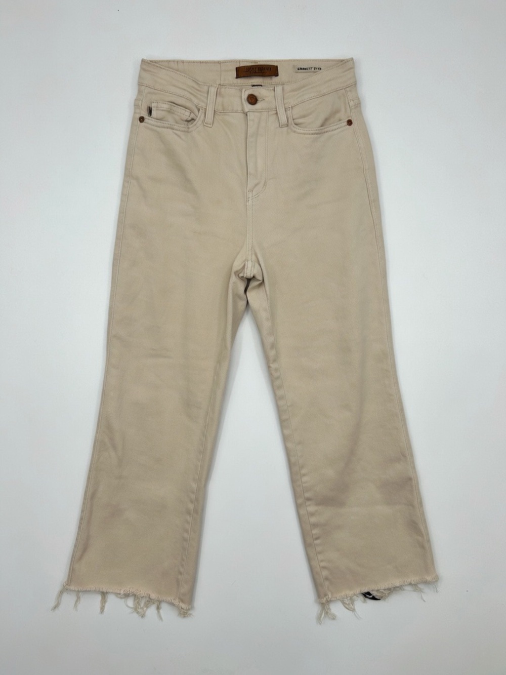 Judy Blue Garment Dyed Cream Beige Raw Hem Crop Jeans / Size 3 (26)
